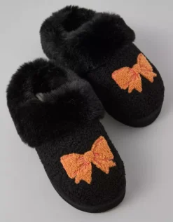 AE Spooky Bow Scuff Slipper Black 6 AE Spooky Bow Scuff Slipper Black -American Eagle Fashion 4412 7072 001 b