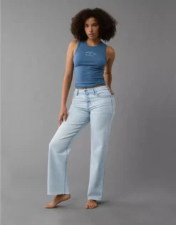 AE Stretch Curvy High-Waisted Stovepipe Jean Light Wash