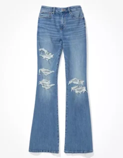AE Stretch Curvy Ripped Super High-Waisted Flare Jean -American Eagle Fashion 4434 4851 926 f