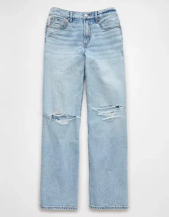 AE Strigid Ripped High-Waisted Stovepipe Jean Skylight -American Eagle Fashion 4435 5012 432 f