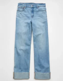 AE Stretch High-Waisted Stovepipe Cuffed Jean Light Blue -American Eagle Fashion 4435 5341 401 f