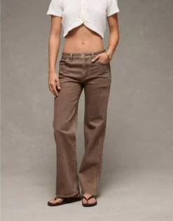 AE Stretch High-Waisted Stovepipe Jean Brown