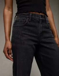 AE Stretch High-Waisted Spiderweb Stovepipe Jean Raven Black -American Eagle Fashion 4435 5845 085 d2