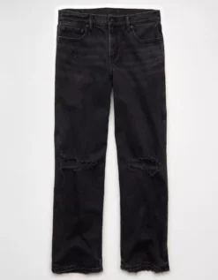 AE Stretch High-Waisted Spiderweb Stovepipe Jean Raven Black -American Eagle Fashion 4435 5845 085 f