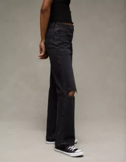 AE Stretch High-Waisted Spiderweb Stovepipe Jean Raven Black -American Eagle Fashion 4435 5845 085 os