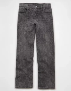 AE Stretch Snake Print High-Waisted Stovepipe Jean Rocker Black -American Eagle Fashion 4435 5871 080 f