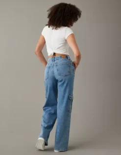 AE Curvy Super High-Waisted Baggy Wide-Leg Cargo Jean -American Eagle Fashion 4436 4679 893 ob