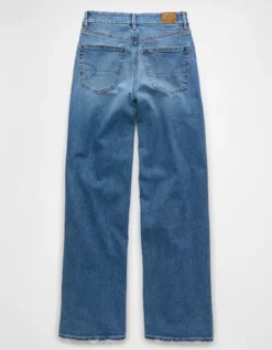 AE Strigid Curvy Super High-Waisted Baggy Straight Jean Blue Strands -American Eagle Fashion 4436 5200 780 b