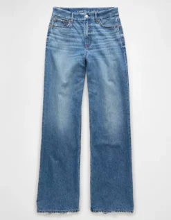 AE Strigid Curvy Super High-Waisted Baggy Straight Jean Blue Strands -American Eagle Fashion 4436 5200 780 f