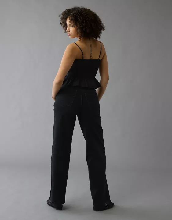 AE Strigid Curvy Super High-Waisted Baggy Straight Jean Rocker Black 2 AE Strigid Curvy Super High-Waisted Baggy Straight Jean Rocker Black - Image 2