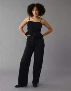 AE Strigid Curvy Super High-Waisted Baggy Straight Jean Rocker Black