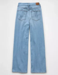 AE Dreamy Drape Stretch Curvy Super High-Waisted Baggy Wide-Leg Jean Light Bright Indigo -American Eagle Fashion 4436 5821 893 b
