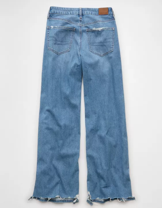 AE Dreamy Drape Stretch Curvy Ripped Super High-Waisted Baggy Wide-Leg Jean Light Destroy Wash 4 AE Dreamy Drape Stretch Curvy Ripped Super High-Waisted Baggy Wide-Leg Jean Light Destroy Wash - Image 4