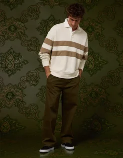 AE X Tru Kolors Pique Rugby Sweatshirt Cream