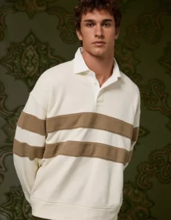 AE X Tru Kolors Pique Rugby Sweatshirt Cream -American Eagle Fashion 5165 4855 106 os