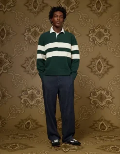 AE X Tru Kolors Pique Rugby Sweatshirt Pine -American Eagle Fashion 5165 4855 337 os