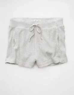 AE High-Waisted Big Hug Fleece Short Light Heather Gray -American Eagle Fashion 5420 8470 092 f