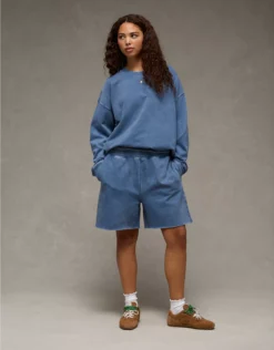 AE Everyday Luxe High-Waisted Sweat Short Navy