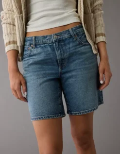 AE 8" Strigid Perfect Denim Bermuda Short Medium Vintage Wash -American Eagle Fashion 6332 8152 489 os