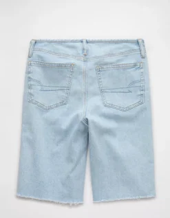 AE 11" Dreamy Drape Stretch High-Waisted Jort Light Tinted Wash -American Eagle Fashion 6332 8354 482 b