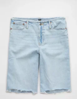 AE 11" Dreamy Drape Stretch High-Waisted Jort Light Tinted Wash -American Eagle Fashion 6332 8354 482 f