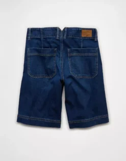 AE 11" Dreamy Drape Stretch High-Waisted Jort Simply Dark -American Eagle Fashion 6332 8440 074 b