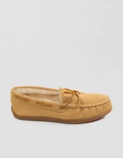Minnetonka Pile-Lined Hardsole Slipper Tan -American Eagle Fashion 7213 9880 207 d2