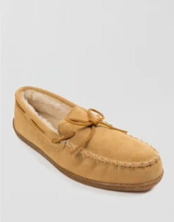 Minnetonka Pile-Lined Hardsole Slipper Tan