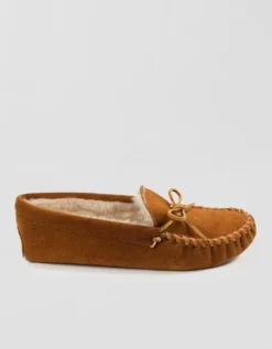 Minnetonka Pile-Lined Soft Sole Moccasin Slipper Brown -American Eagle Fashion 7213 9881 200 d2