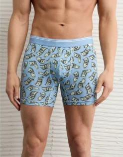 AEO Men's Money 4.5" Ultra Soft Boxer Brief Light Blue
