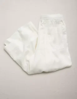 AE77 Premium Pull-On Linen Pant White -American Eagle Fashion 7302 4465 100 b