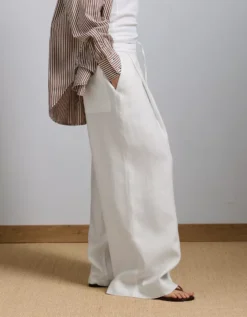 AE77 Premium Pull-On Linen Pant White -American Eagle Fashion 7302 4465 100 os