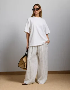 AE77 Premium Pull-On Linen Pant Navy