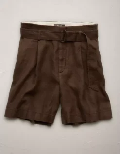 AE77 Premium Linen Trouser Short Brown -American Eagle Fashion 7302 4507 200 f