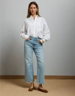 AE77 Premium Bootcut Crop Jean Light Wash