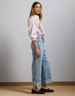 AE77 Premium Wide Crop Cuff Jean Light Wash -American Eagle Fashion 7302 4597 915 os