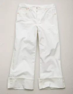 AE77 Premium Wide Crop Cuff Jean White -American Eagle Fashion 7302 4598 100 f