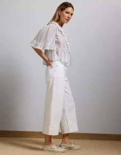 AE77 Premium Wide Crop Cuff Jean White -American Eagle Fashion 7302 4598 100 os