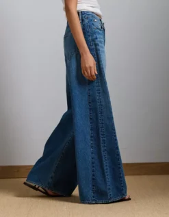 AE77 Premium Super Wide Side Stripe Jean Medium Wash -American Eagle Fashion 7302 4599 936 os