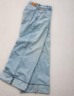 AE77 Premium Super Wide Cuffed Jean Light Wash -American Eagle Fashion 7302 4600 915 b