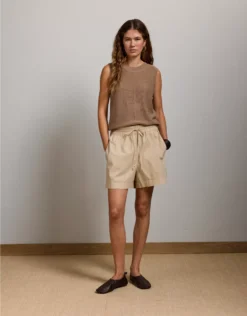 AE77 Premium Pull-On Poplin Short Bone Khaki