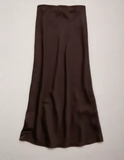AE77 Premium Satin Slip Skirt Dark Brown -American Eagle Fashion 7302 4725 203 b