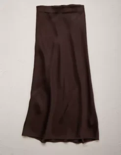 AE77 Premium Satin Slip Skirt Dark Brown -American Eagle Fashion 7302 4725 203 f