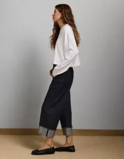 AE77 Premium Wide Crop Cuff Jean Dark Rinse -American Eagle Fashion 7302 4812 534 os