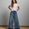 AE77 Premium Super Wide Jean Medium Wash