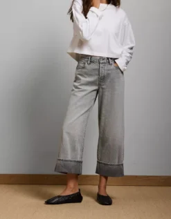 AE77 Premium Wide Crop Cuff Jean Grey -American Eagle Fashion 7302 4848 050 d2