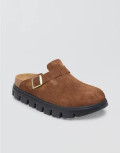 Birkenstock Boston Chunky Suede Clog Cognac