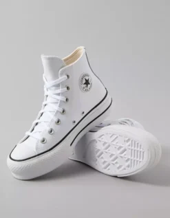 Converse Chuck Taylor Leather All Star Platform Lift High-Top Sneaker White -American Eagle Fashion 7412 6852 100 d1