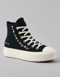 Converse Chuck Taylor All Star Embroidered Flowers High-Top Sneaker Black
