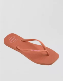 Havaianas Women's Slim Square Logo Pop Up Flip Flops Coral